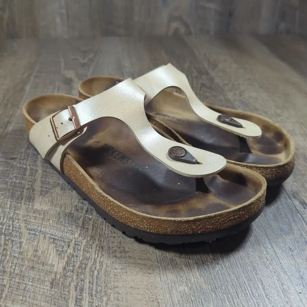 Birkenstock Gizeh Thong Sandals Shoes Germany Womens 39 US Size 8 Beige Tan